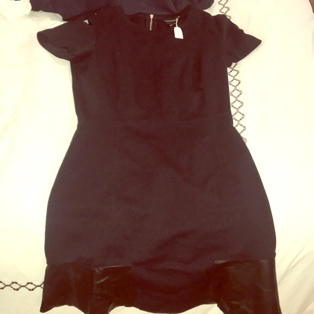 Club Monaco genuine leather navy black dress